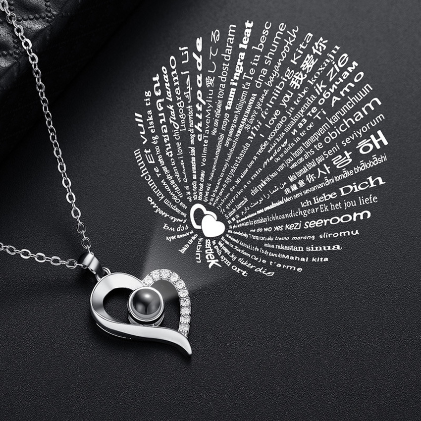 Copper Memory Projection Necklaces 100 Languages I Love You Diamond Heart Pendant Necklace Chains for Women Fashion Jewelry
Copper Memory Projection Necklaces 100 Languages I Love You Diamond Heart Pendant Necklace Chains for Women Fashion Jewelry