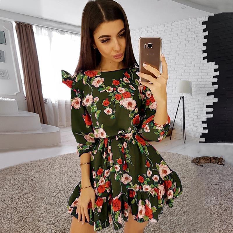 sweet womens dress cute ruffle floral dot print women fashion sleeveless sashes 3 4 sleeves o neck casual autumn girls, Black;gray
sweet womens dress cute ruffle floral dot print women fashion sleeveless sashes 3 4 sleeves o neck casual autumn girls, Black;gray