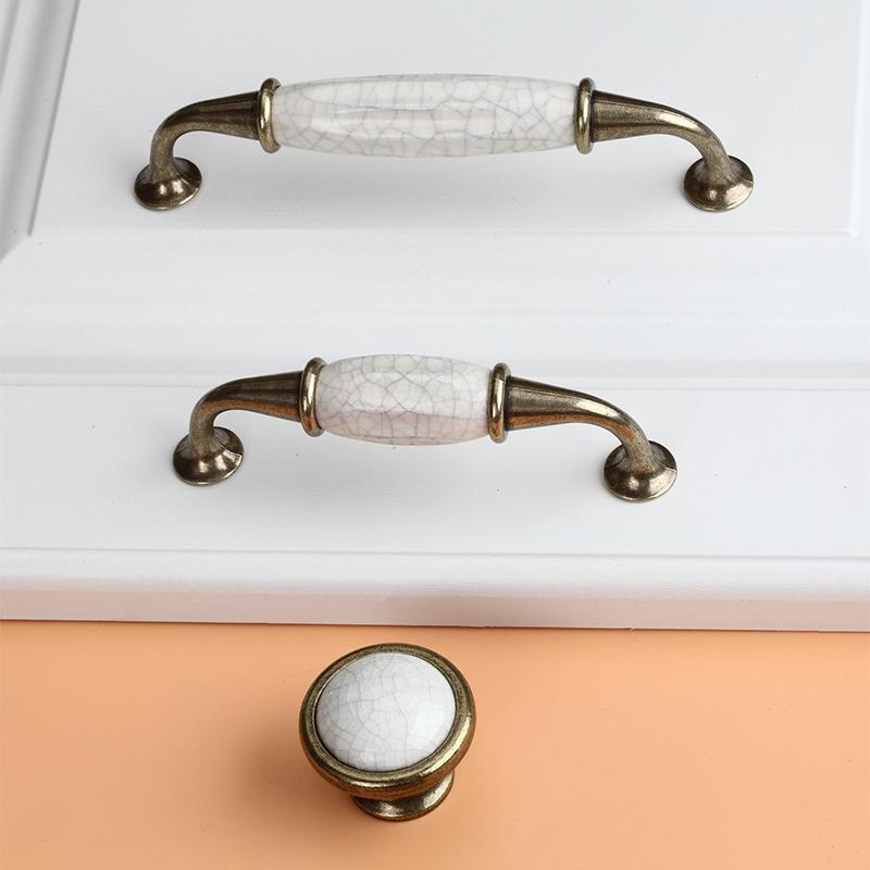 Handles & Pulls Antique Crack Design Wardrobe Door Knobs Marble Ceramic Cabinet Drawer European Style Furniture Hardware