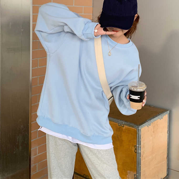 Colorfaith Spring Autumn Women Sweatshirts Pullovers Oversized Fashionable Korean Pop Jumper Thicken Lady Tops SS1293 210816