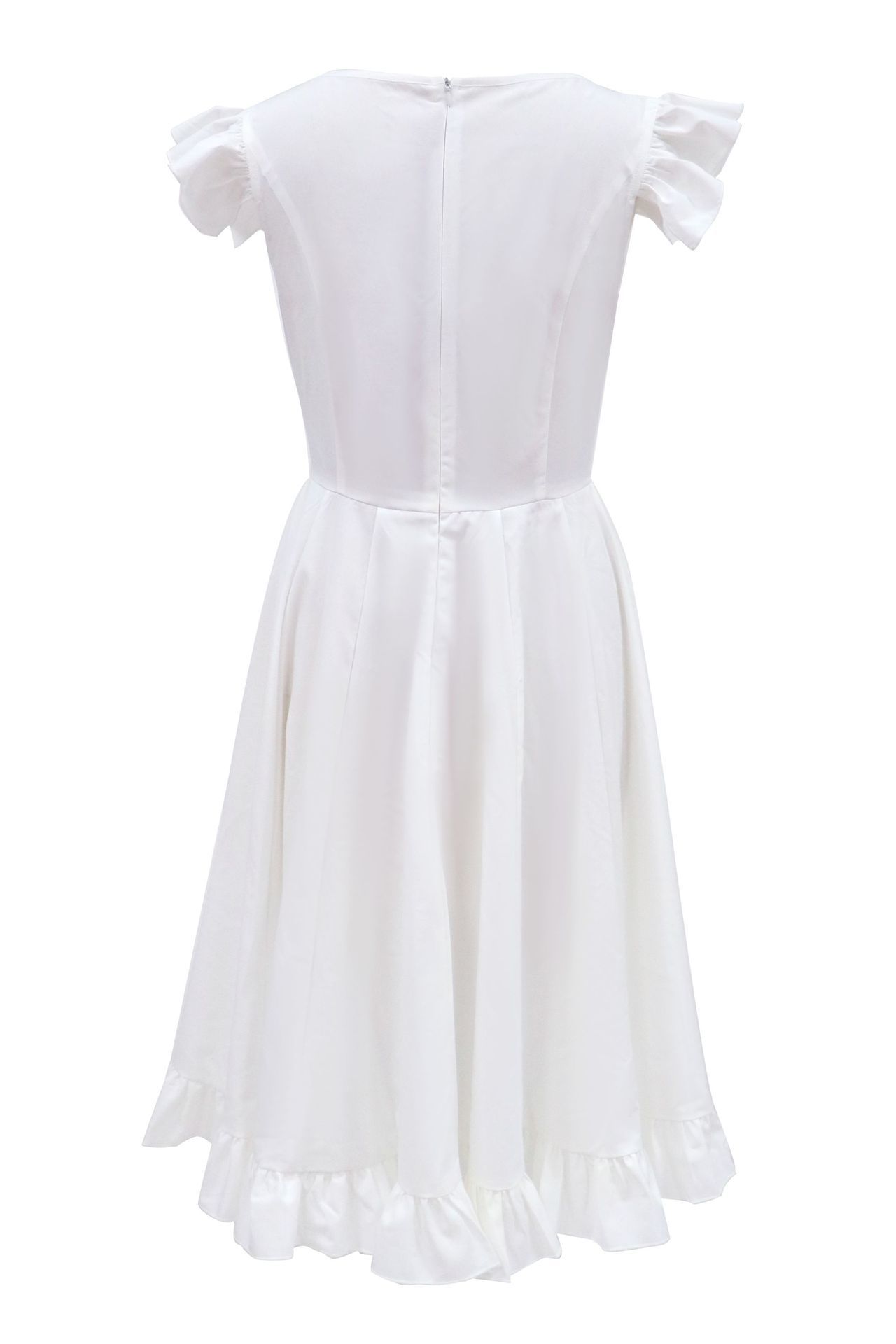 Women Dress Retro White es Butterfly Sleeve Ruffles Vintage High Waist Large Hem Long es Autumn 210513