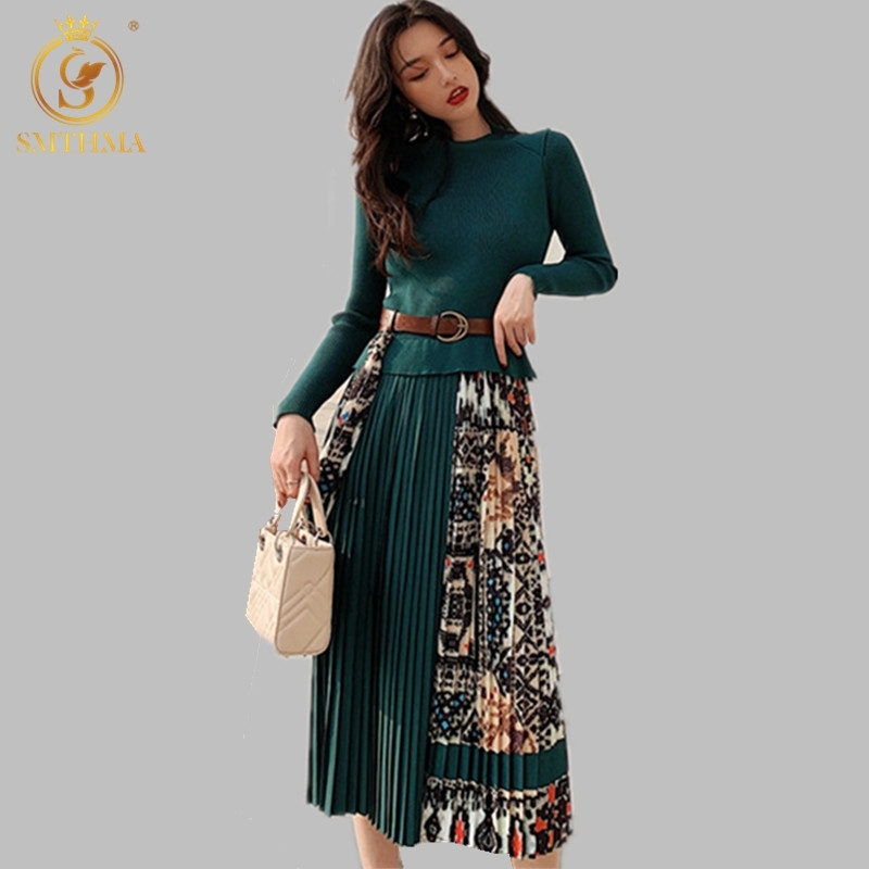 Spring Elegant Knitted Patchwork Pleated Midi Dress Women Long Sleeve Vintage Runway Printing chic Dresses 210520, Photo color
Spring Elegant Knitted Patchwork Pleated Midi Dress Women Long Sleeve Vintage Runway Printing chic Dresses 210520, Photo color