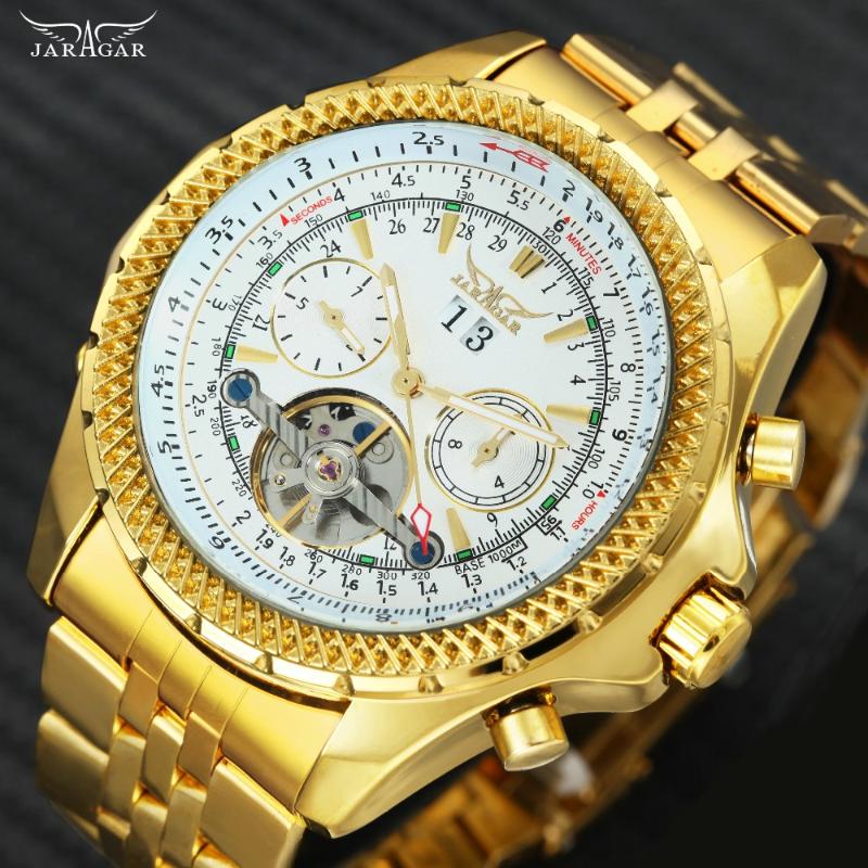 Wristwatches JARAGAR Classic Tourbillon Watch Men Fashion Dress Automatic Mechanical Watches Top 2 Small Working Sub-dials G, Slivery;brown
Wristwatches JARAGAR Classic Tourbillon Watch Men Fashion Dress Automatic Mechanical Watches Top 2 Small Working Sub-dials G, Slivery;brown