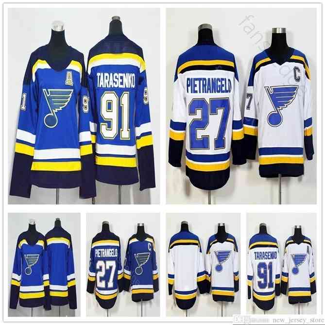 96 New St. Louis Blues Jerseys #27 Alex Pietrangelo 91 Vladimir Hockey Men Women Kids Youth Blue White Jersey