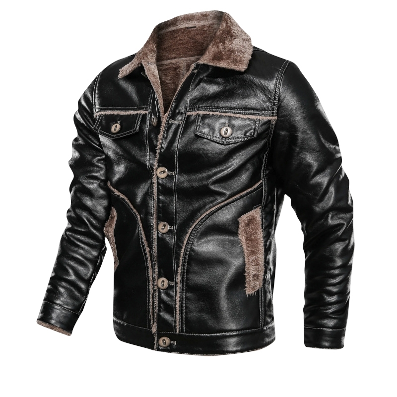 Winter Mens PU Jacket Retro Slim Fit Motorcycle Leather Jacket Warm Outwear High Quality Windproof Faux Leather Coats Male 210603