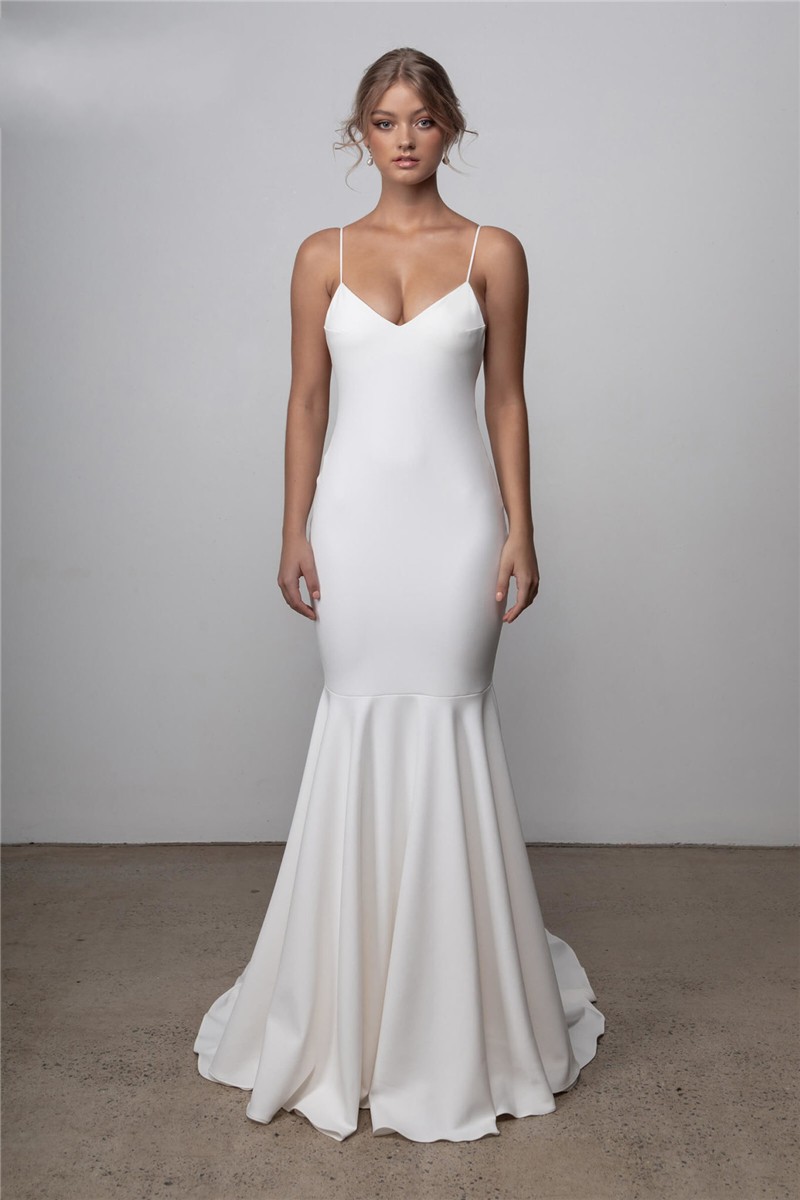 Simple Beach Wedding Dress for Women Mermaid 2021 Spaghetti Straps Backless Boho Bridal Gowns Bride Dresses Vestido De Noiva