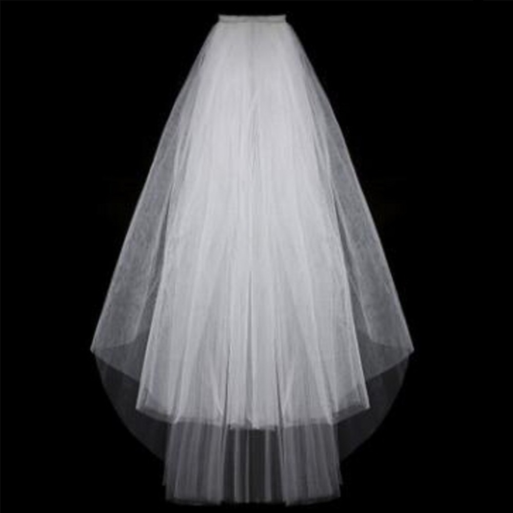 Simple and Elegent Wedding Veil Bridal Tulle s with Comb Two Layers Short White s Cheap 2021 Ivory