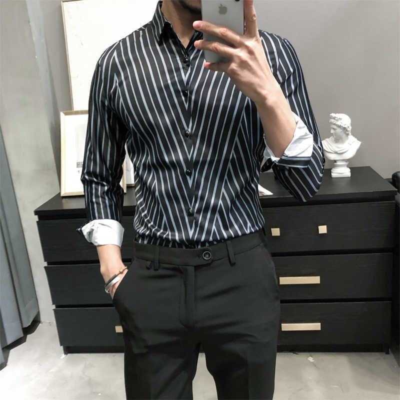 British Style Business Work Shirt Men Fashion Long Sleeve Men Irregular Striped Shirts Slim Fit Digital Print Prom Tuxedo 210629, White
British Style Business Work Shirt Men Fashion Long Sleeve Men Irregular Striped Shirts Slim Fit Digital Print Prom Tuxedo 210629, White