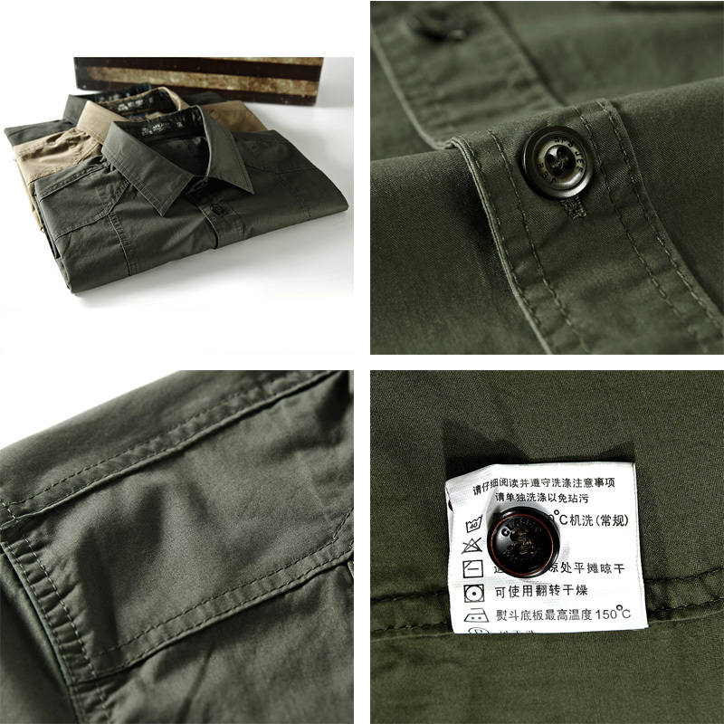 Military Shirt Men Cotton Tooling Casual Short Sleeve Loose Army Pockets Breathable Dress Shirt Male 210518