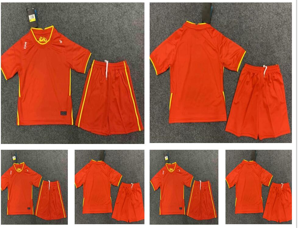 

Kids Kit 2021 2022 China soccer jerseys boys sets National Team  21 22 Men home red away white child suit Football shirts third black drag