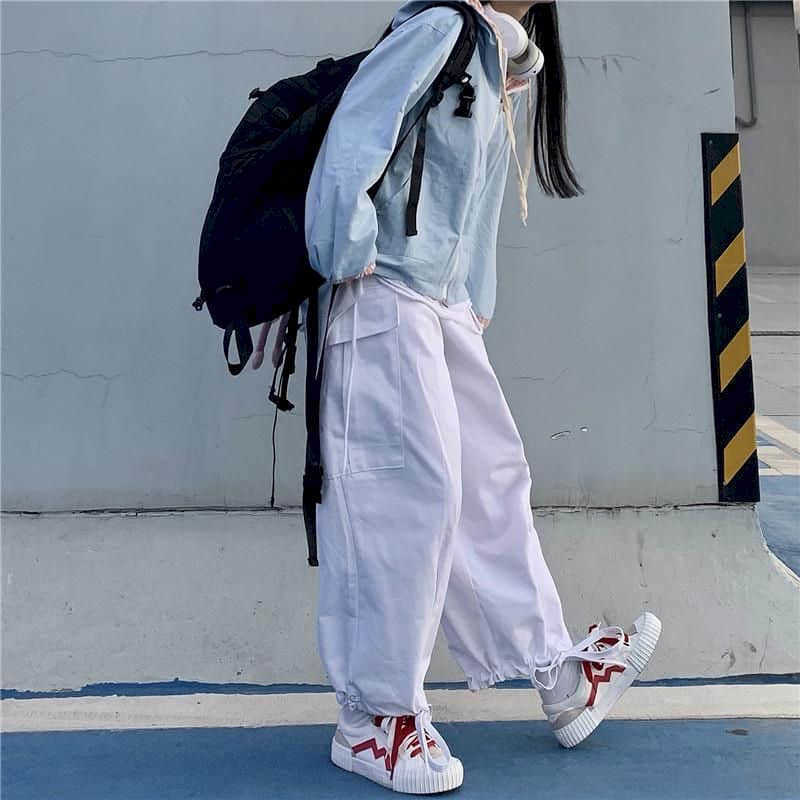 Men women trousers Japanese wide-leg Cargo pants hip hop female Harajuku Korean style loose straight leggings casual slim 210526