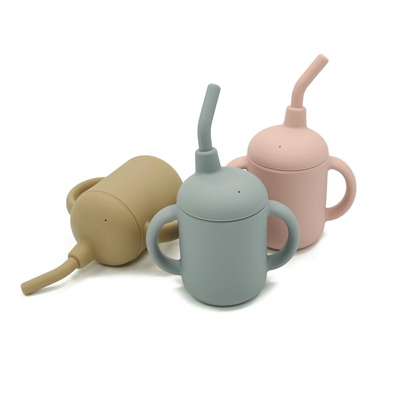 Baby Silicone Sippy Cup with Lid Straw Eco Friendly Food Silicone Portable No overflow Kids Toddlers Training Cup Baby Feeding Accessories