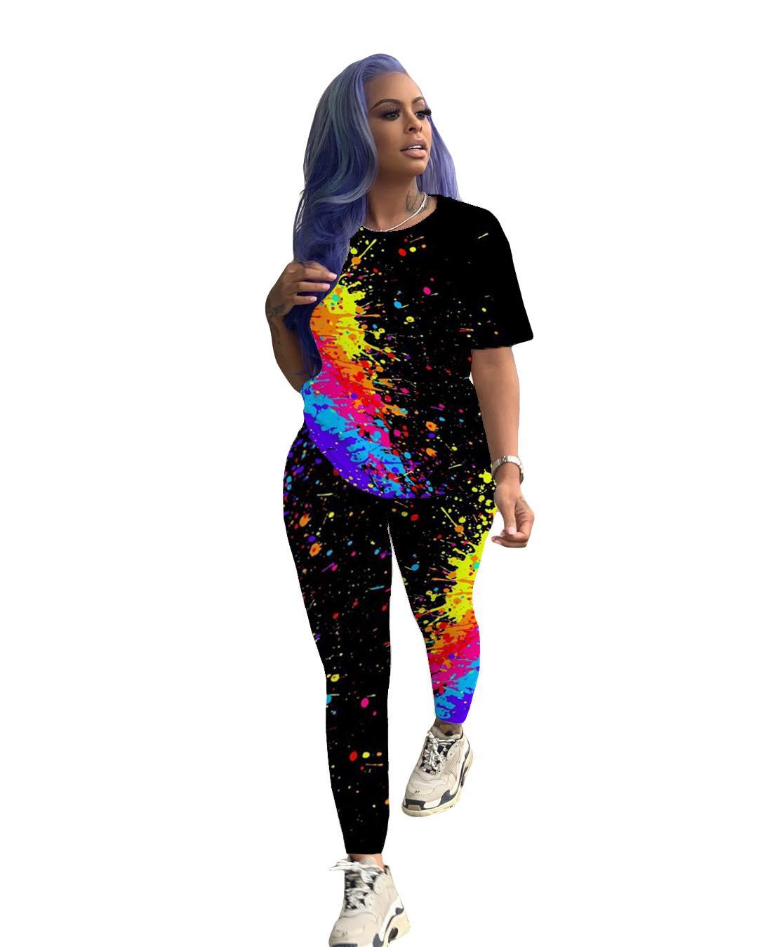 Plus Size Tracksuits Graffiti Print Tracksuit Woman Short Sleeve O Neck T-shirt Tight Trousers Fashion 2 Piece Set Active Wear Outfit 3XL, Black
Plus Size Tracksuits Graffiti Print Tracksuit Woman Short Sleeve O Neck T-shirt Tight Trousers Fashion 2 Piece Set Active Wear Outfit 3XL, Black