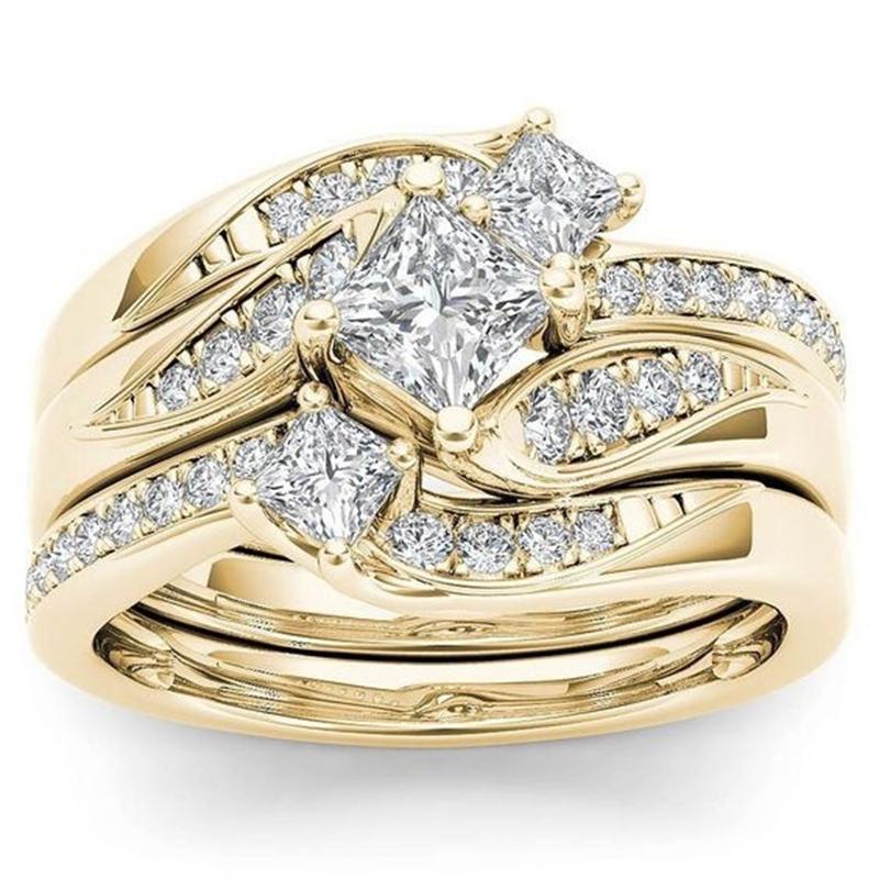 Wedding Rings Classic Princess 3Pcs Set Charm Rose Gold Zircon Engagement Ring Anniversary Gift Bridal For Women Fashion Jewelry
Wedding Rings Classic Princess 3Pcs Set Charm Rose Gold Zircon Engagement Ring Anniversary Gift Bridal For Women Fashion Jewelry