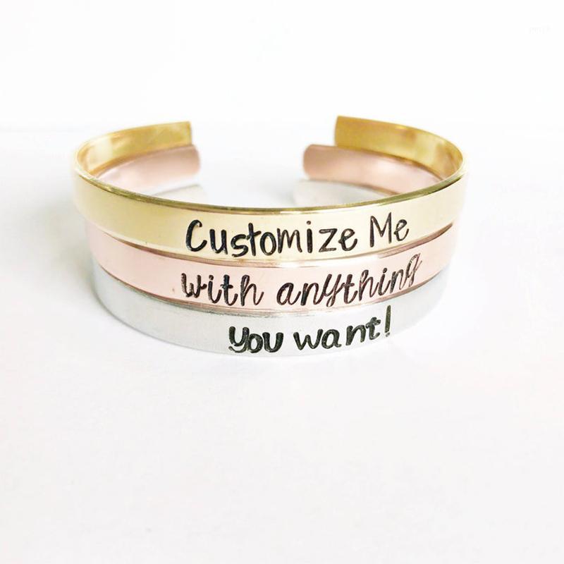 Lateefah Personalized Bracelet For Women Gold Engraved Cuff Bracelets Graduation Gift Mothers Day Custom Jewelry Silver Bangle