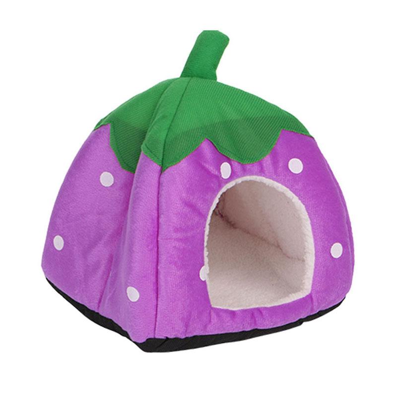 Cat Beds & Furniture Cute Strawberry Pet Bed Dog Kitten Puppy Cave Kennel House With Mat Foldable R3MA