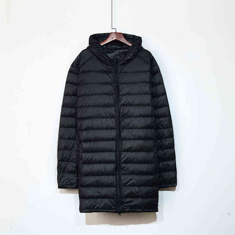 Oversize 5XL 6XL 7XL 8XL Mens Lightweight Down Jacket Autumn Winter Men's Hooded Long Casual Regular Ultrathin Men's Coat 211220
