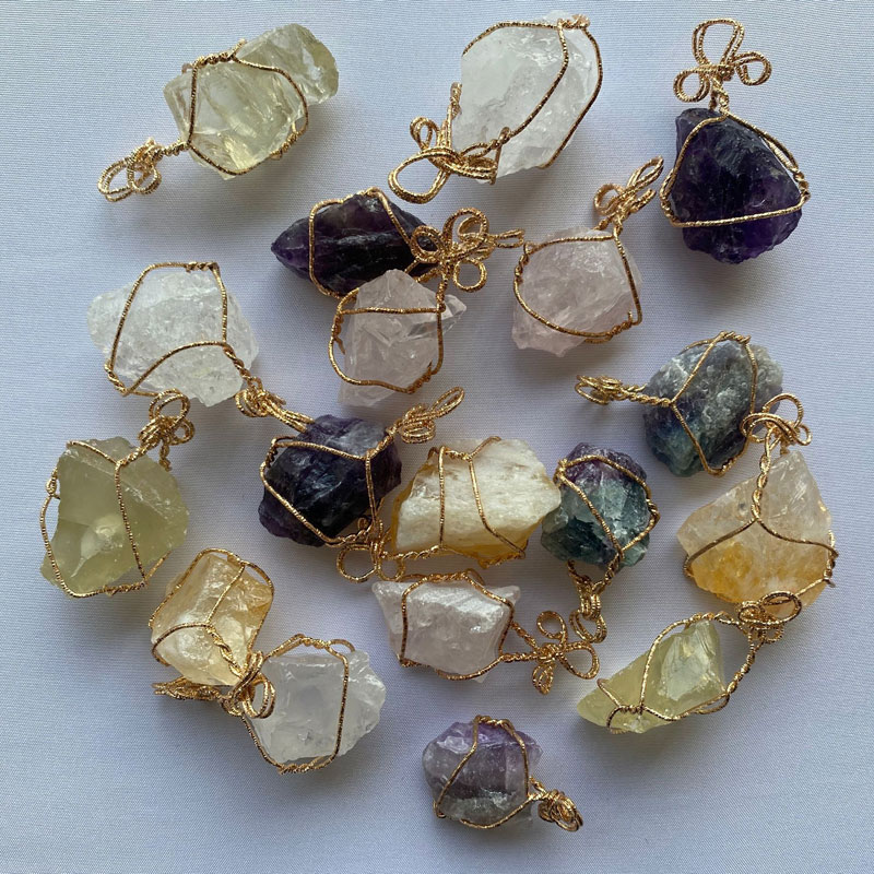 Natural Crystal Quartz Healing Bead Gemstone Necklaces Women Men Pendant Original Stone Style Party Club Jewelry