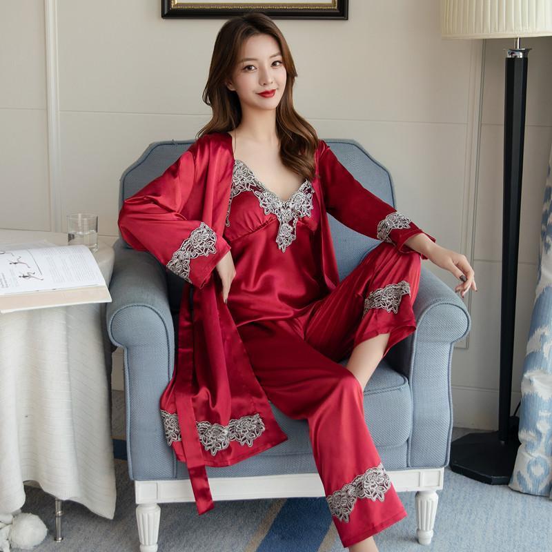 Women's Sleepwear Spring And Autumn Ladies Ice Silk Pajamas Four-piece Sexy Sling Home Set Long Sleeve, Gray blue
Women's Sleepwear Spring And Autumn Ladies Ice Silk Pajamas Four-piece Sexy Sling Home Set Long Sleeve, Gray blue