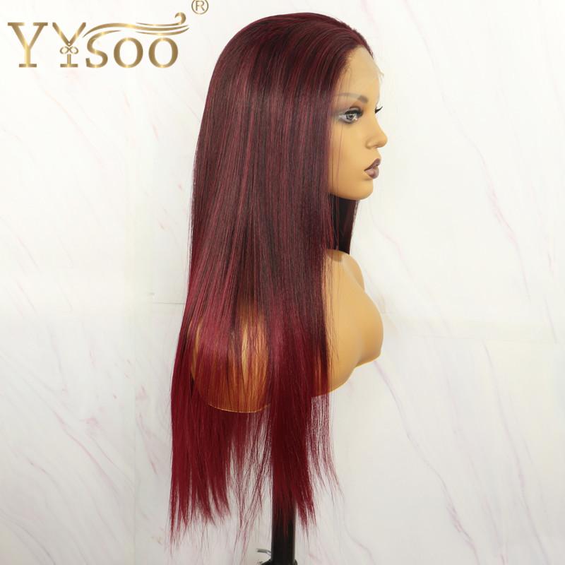 Synthetic Wigs YYsoo 1B/39 Long Silky Straight Futura Japan Heat Resistant T Part For Black Women Glueless Hair Lace Front Wig