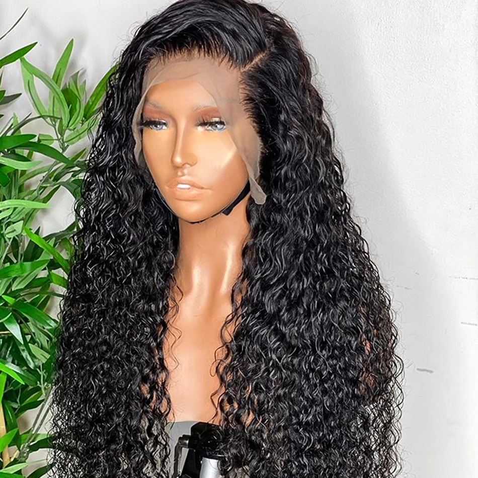 Long Curly Brazilian Deep Wave Frontal Wigs For Black Women Synthetic Lace Front Wig 13x4 HD Wet And Wavy Water Wave Hair
