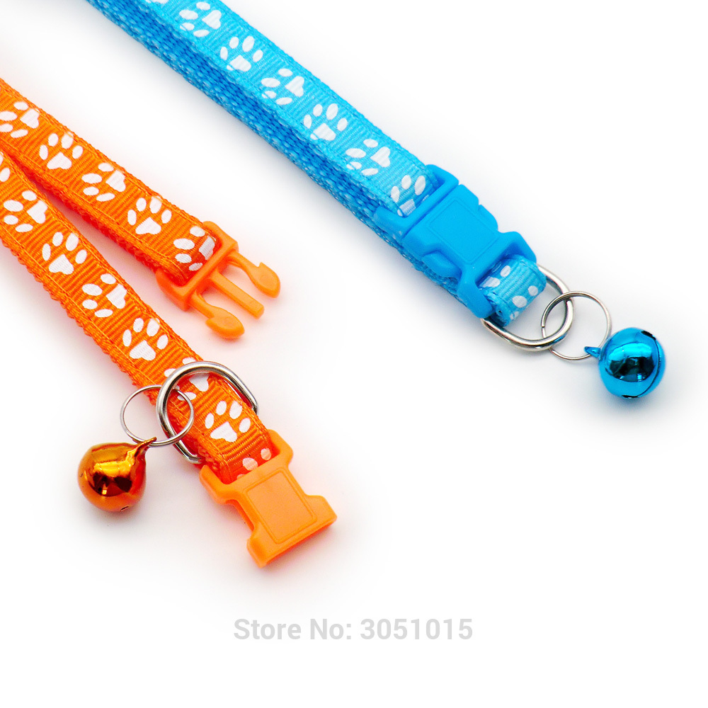 Wholesale Paw Collars 100 X Hot Cute Bell Small Dog Collar Cat Collars Pet Collar Adjustable Puppy Cats Accessories 210325