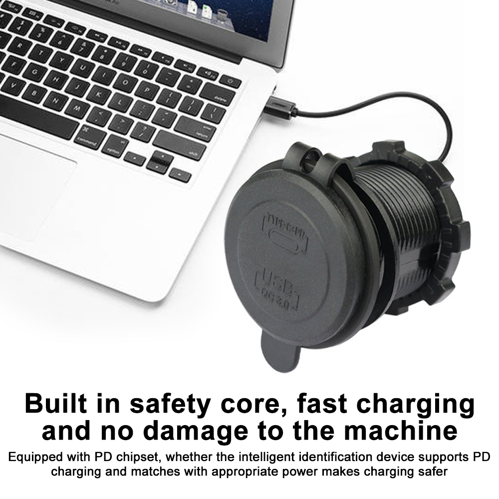 Type C/QC 3.0 USB Charger with Switch Socket Power Outlet Adapter Waterproof For 12V 24V Car Truck Boat RV Motorcycle