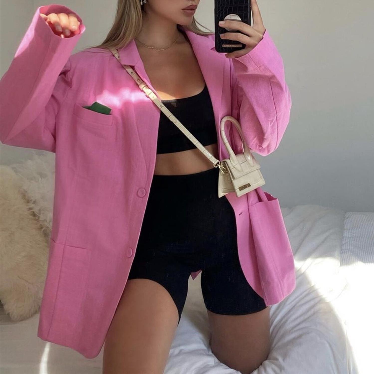 Spring summer Free style Center Buttons Thin Cotton BF Blazer Boyfriend Vintage Women Mid Long Suit Coat Loose Female 210429