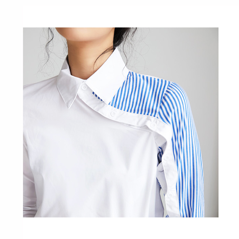 Casual Fashion Long Sleeve Cotton Slim Women Tops Shirts Clothing Turn-down Collar Blouses 6050 50 210510