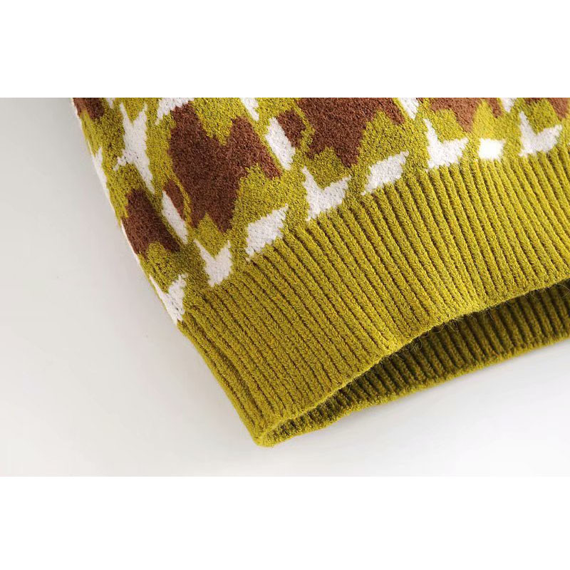 Vintage V-neck Sleeveless Short Sweater Vest Women's Fashion Loose College Style Temperament Chic Female Tops 210507