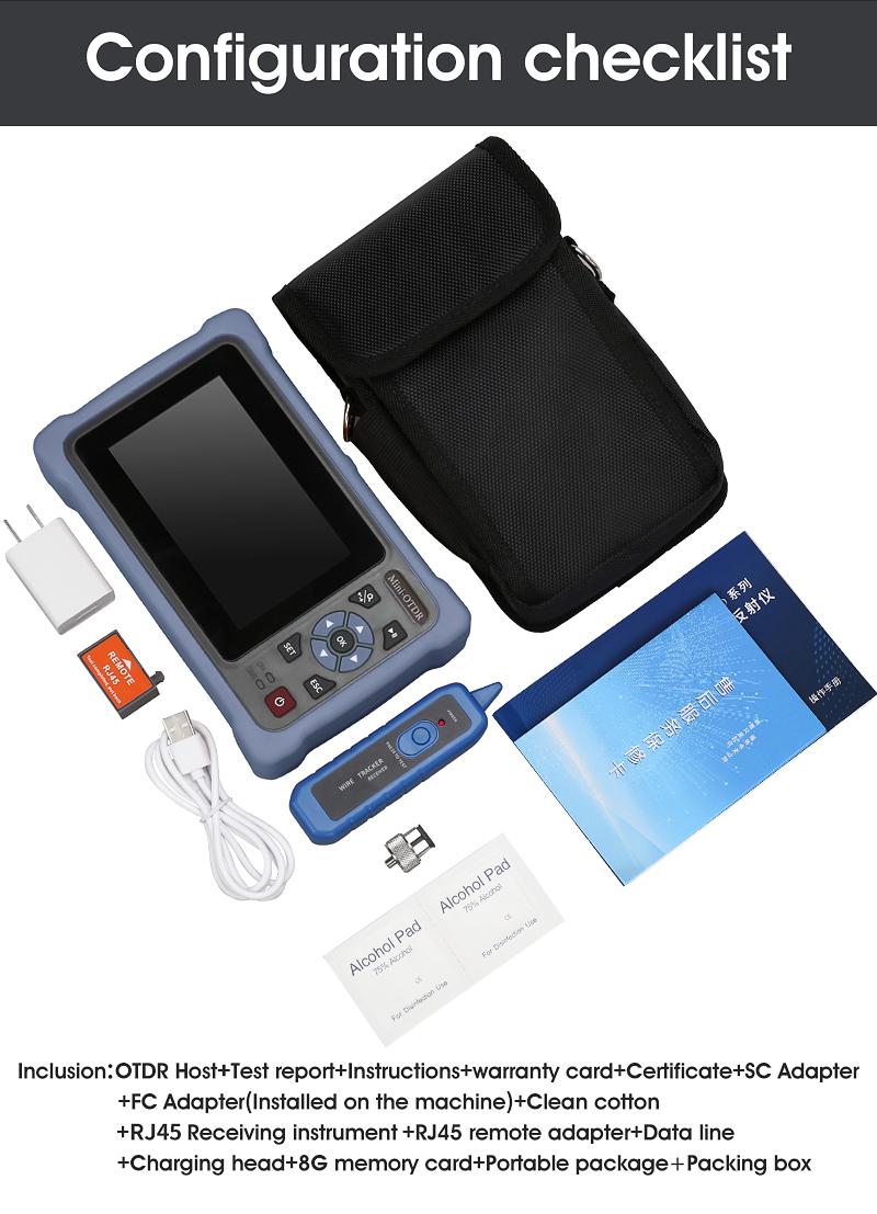 In 1 100KM MINi OTDR 13101550nm 2624dB Fiber Optic Reflectometer Touch Screen VFL OLS OPM Event Map Ethernet Cable Tester Equipm