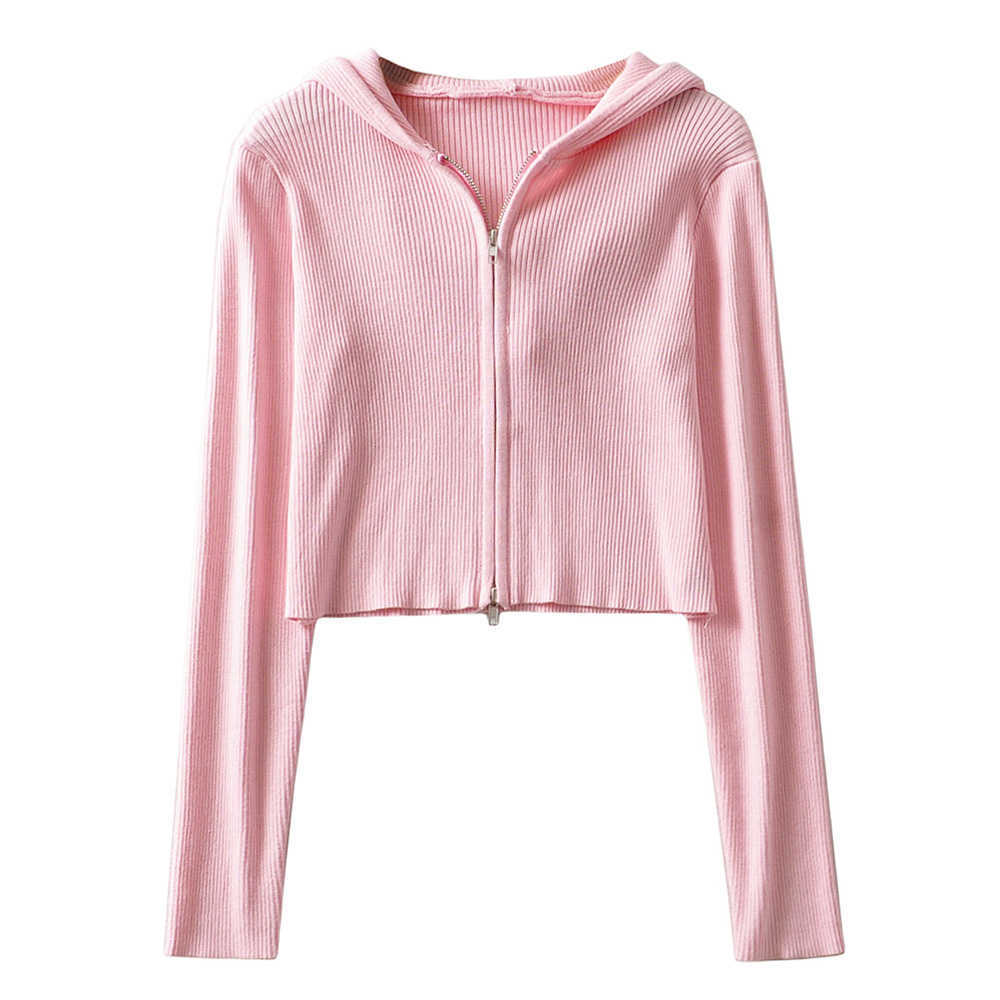 Zip-up Cardigan Women Jacket Outwear Mujer Zoravcky Basic Coat Jogger Short Sport Hoddied Crop Top Femme Casual Autumn 210914