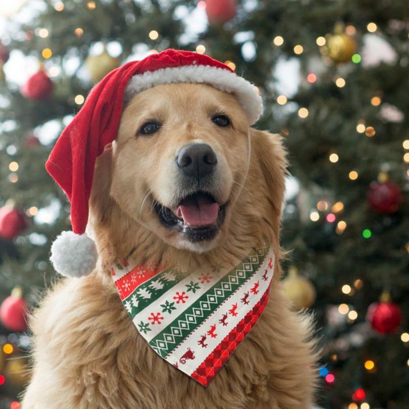 Dog Collars & Leashes Christmas Pet Collar Costume Scarf Bandana Santa Claus Printed Neck Bandage Bibs Dressing Accessories