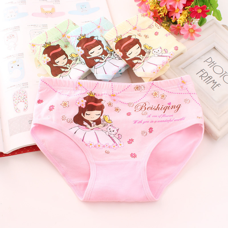 4PCS/LOT Kids Baby Girls Cotton Panties Children Underwear Wholesale Briefs 3-9 Years Old