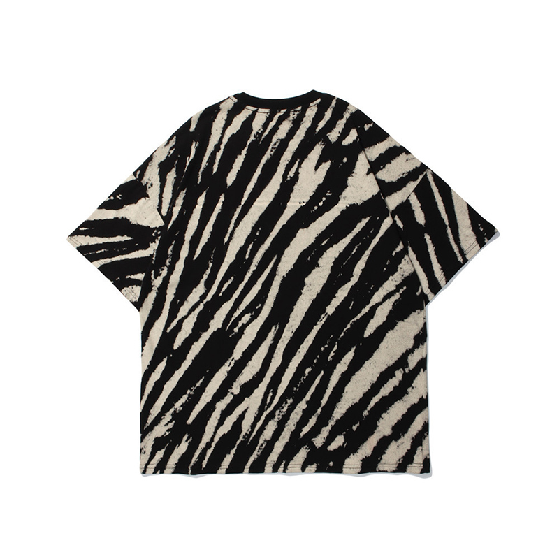IEFB Men's Zebra Stripe Short Sleeve T-shirt Round Collar Short Sleeve Oversize Streetwear Causal Tee Tops Summer 9Y7469 210524