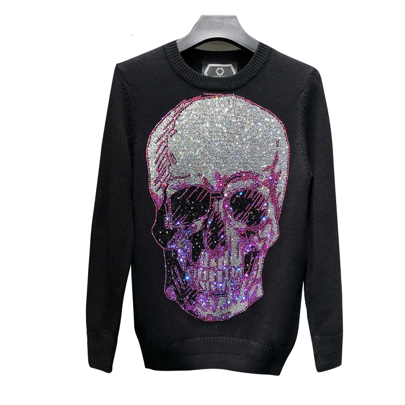 Men's Sweaters Star pp color diamond bags Italian skull original design trademark male pullover sweater street around neck pure wool, Black
Men's Sweaters Star pp color diamond bags Italian skull original design trademark male pullover sweater street around neck pure wool, Black