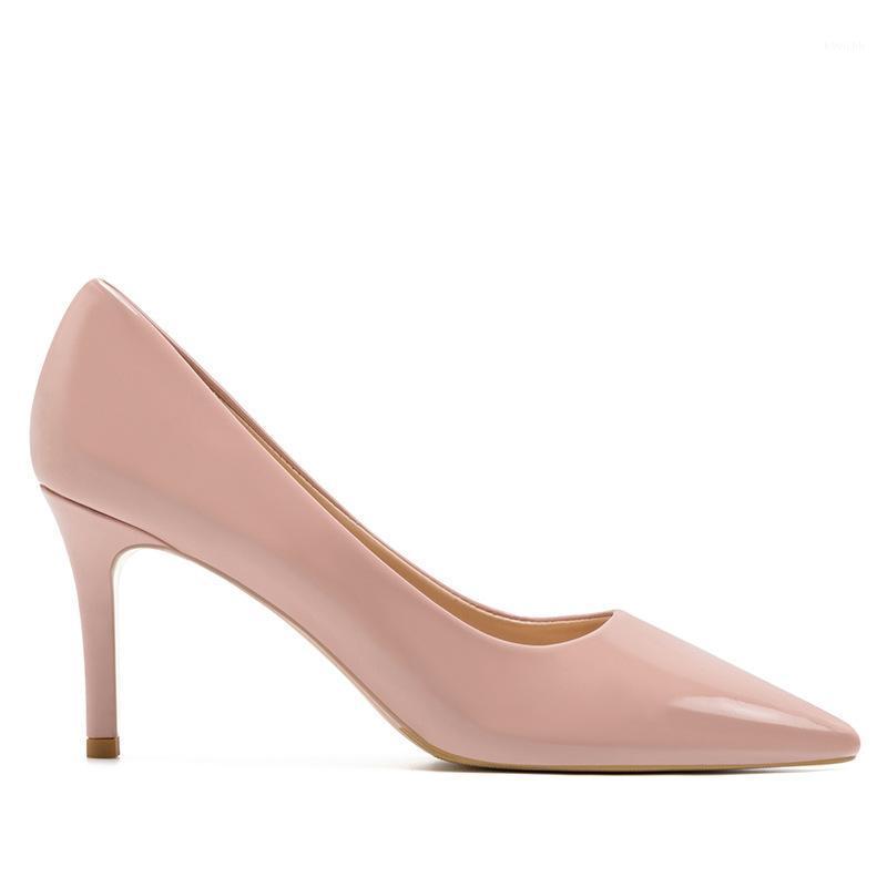 Pointed Shallow Mouth High Heels Women Stiletto Mid-heel Single Shoes Women's Dress, Red paint 5cm