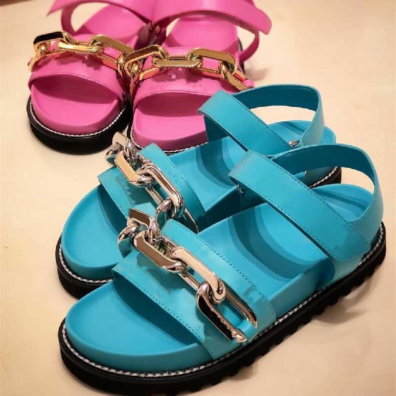 Sandals Thick Chain Woman Shoes Dad Sandalias Mujer Fashion Flat Real Leather Women 2021, As show
Sandals Thick Chain Woman Shoes Dad Sandalias Mujer Fashion Flat Real Leather Women 2021, As show