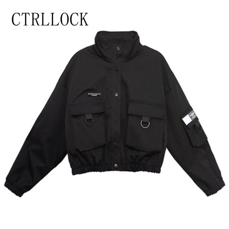Women's Jackets CTRLLOCK Techwear Women Black Stand Collar Jacket Casual Long Sleeve Pocket Female Outerwear Hiphop Fashion 2021
Women's Jackets CTRLLOCK Techwear Women Black Stand Collar Jacket Casual Long Sleeve Pocket Female Outerwear Hiphop Fashion 2021