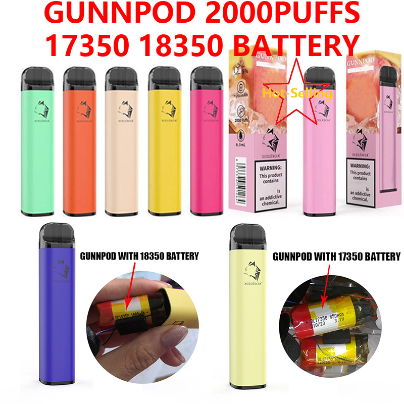 Gunnpod 17350 18350 Battery 2000 Puffs Disposable Vape Pen E Cigarette Deivce With 1250mAh 8ml Pod Gunpod Vaporizer Starter Kit wholesale Australia VS elf bar
Gunnpod 17350 18350 Battery 2000 Puffs Disposable Vape Pen E Cigarette Deivce With 1250mAh 8ml Pod Gunpod Vaporizer Starter Kit wholesale Australia VS elf bar