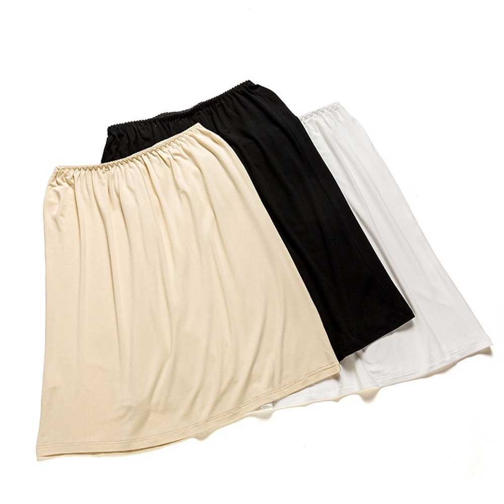 Women Lady Modal Half Slip Safety Skirt Petticoat Underskirt 40cm-60cm Long Underdress Comfortable Black White Nude 903-B636 210621