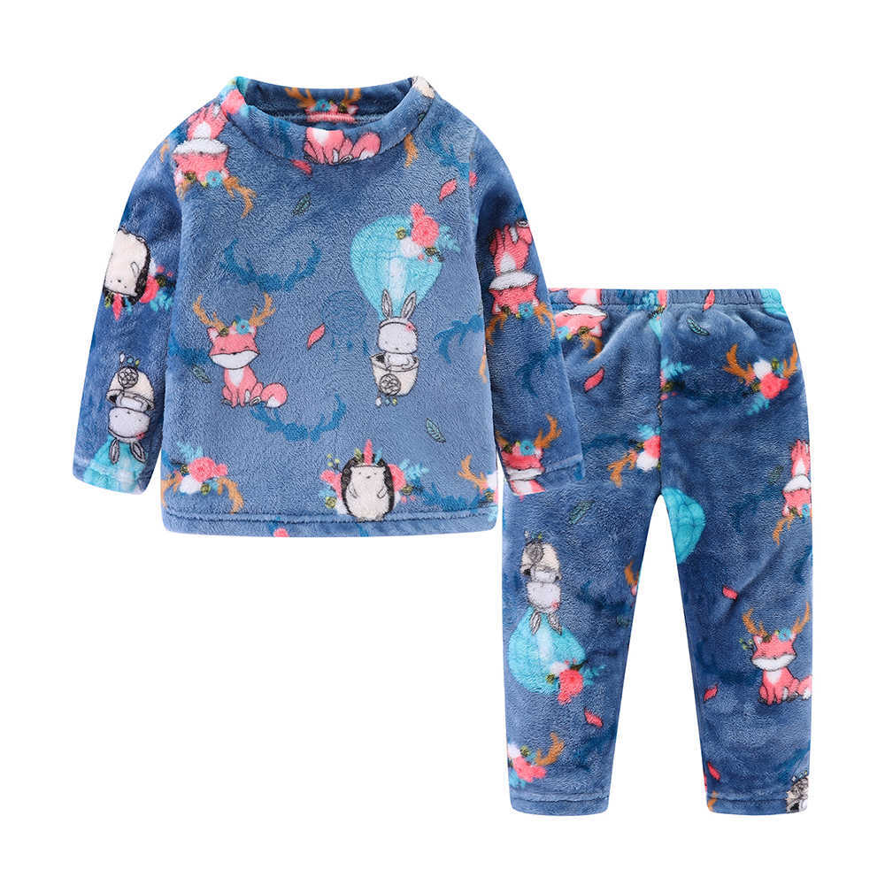 Mudkingdom Little Boys Girls Winter Pajama Sets Dinosaurs Pajamas Coral Velvet Thermal Sleepwear Kids Clothes 210615