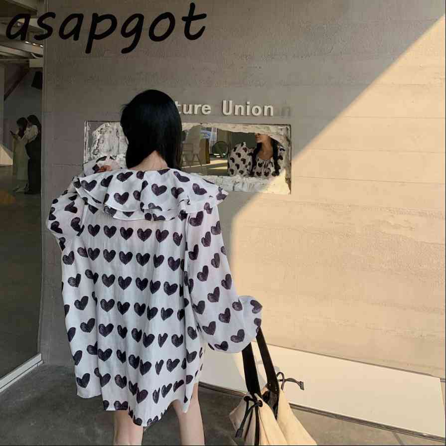 Sweet Pink Peter Pan Collar Lantern Sleeve Blouse Women Chiffon Lace Up Ruffles Shirts Spring Loose Tops Blusas Mujer Full Chic 210429
