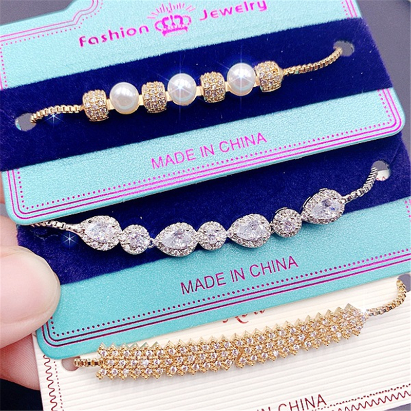 Crystal Zircon Tennis Bracelet For Women Fashion Diamond Pull Bracelets Electroplating Gold Silver Rose Jewelry Accessories