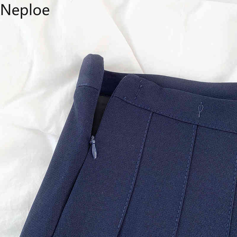 Neploe Japanese Mini Skirts Preppy Style Sweet Pleated Fladas Mujer High Waist Slim Saia Fashion All-match Jupe Women 95160 210422