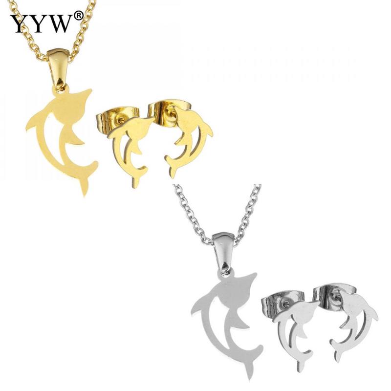 Earrings & Necklace Sellung Gold/Silver Color Dolphin Pendants Animal Jewelry Sets Gift For Women/Child/Girls, As pic
Earrings & Necklace Sellung Gold/Silver Color Dolphin Pendants Animal Jewelry Sets Gift For Women/Child/Girls, As pic
