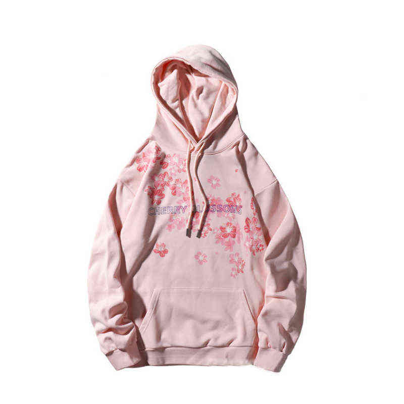 Cherry Blossom Sakura Print Hoodies Sweatshirts Harajuku Oversized Streetwear Sweatshirts Autumn Men/Women Cotton Hoodies CS704 211109