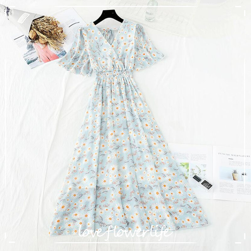 Vintage Floral Print Long Dress Women Elastic Waist Boho Short Sleeve Ruffle Chiffon Dress Sexy V Neck Party Dresses Robe 210521, Flowers 9
Vintage Floral Print Long Dress Women Elastic Waist Boho Short Sleeve Ruffle Chiffon Dress Sexy V Neck Party Dresses Robe 210521, Flowers 9