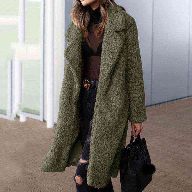 Faux Fur Long Teddy Bear Coats Woman Fashion Autumn Winter Warm Fur Plush Jacket Female Solid Color High Street Outwear 211123