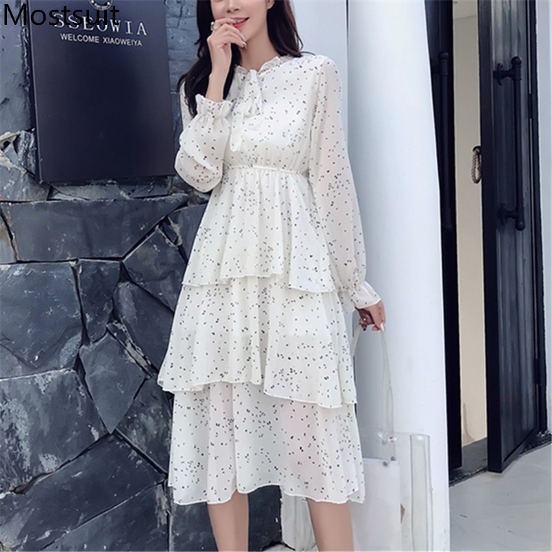 Autumn Elegant Fashion Printed Women Tiered Dress Long Sleeve Bow Collar Elastic Waist Dresses Vintage Ladies Vestidos 210518, White
Autumn Elegant Fashion Printed Women Tiered Dress Long Sleeve Bow Collar Elastic Waist Dresses Vintage Ladies Vestidos 210518, White